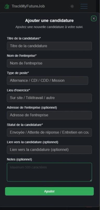 Ajout d'une candidature
