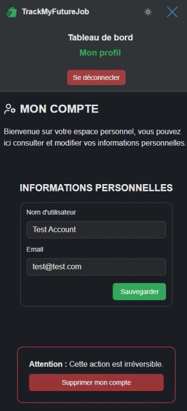 Capture d'écran de l'application sur desktop